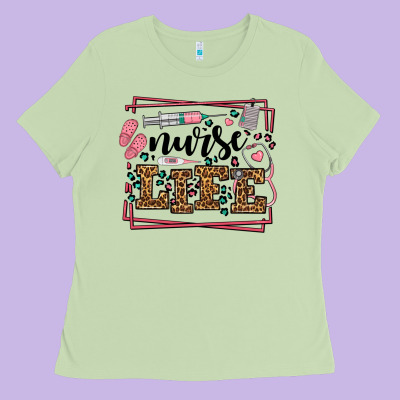 Nurse Life Leopard Frame Ladies Tee Designed By Lillyallendesigns