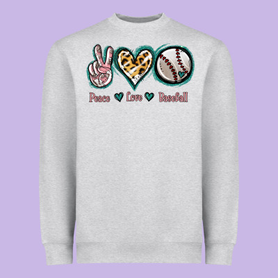 Peace Love Baseball Heavyweight Sweatshirt Designed By Jasminsmagicworld