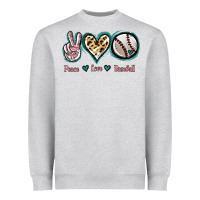 Heather Grey Peace Love Baseball Heavyweight Sweatshirt - Jasminsmagicworld