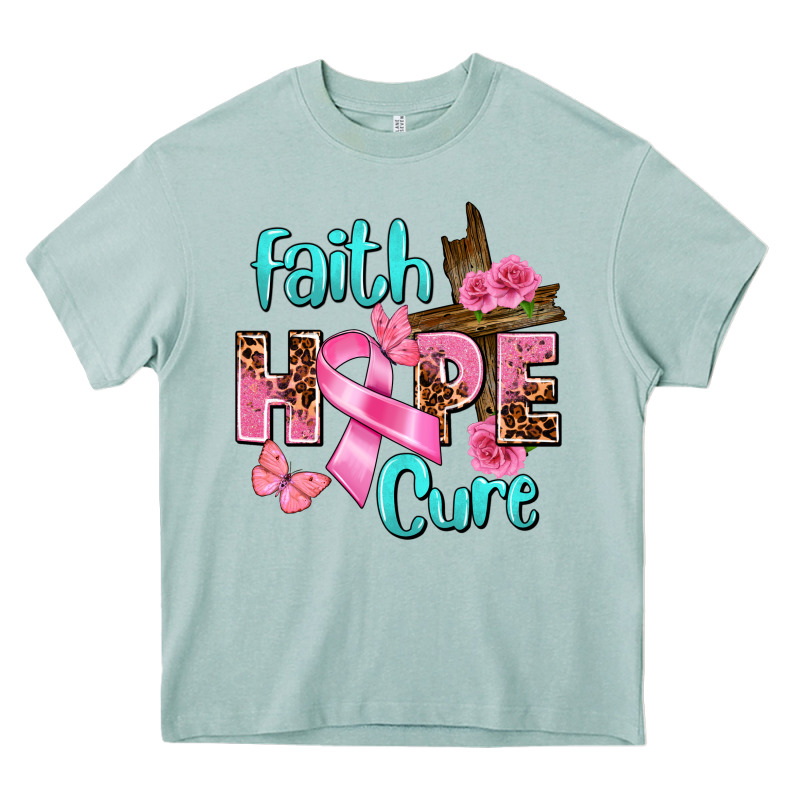 Faith Hope Cure Breast Cancer Heavy Core Tee by FaDigitalArtStudio | Teevron