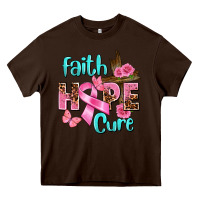 Chocolate Brown Faith hope cure Breast Cancer Heavy Core Tee - FaDigitalArtStudio