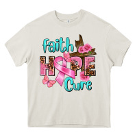 Cream Faith hope cure Breast Cancer Heavy Core Tee - FaDigitalArtStudio
