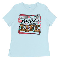 Baby Blue Nurse life leopard frame Ladies Tee - LillyAllenDesigns