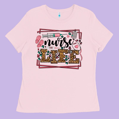 Nurse Life Leopard Frame Ladies Tee Designed By Lillyallendesigns