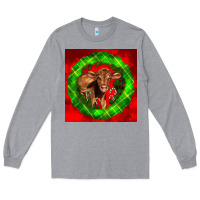 Heather Grey christmas red angus calf Long Sleeve Tee - LillyAllenDesigns