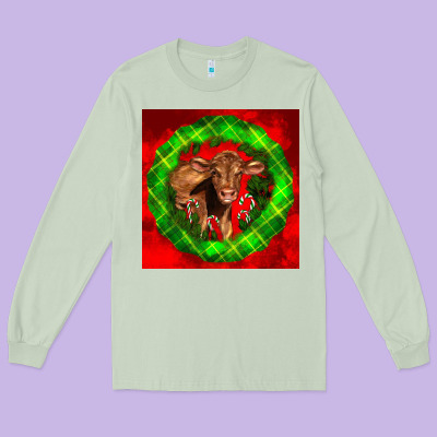 Christmas Red Angus Calf Long Sleeve Tee Designed By Lillyallendesigns