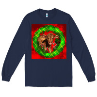 Navy christmas red angus calf Long Sleeve Tee - LillyAllenDesigns