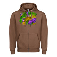 Chestnut Leopard Gemstone Mardi Gras Zipper Hoodie - RanaPortraitStore