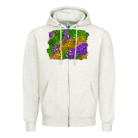 Oatmeal Heather Leopard Gemstone Mardi Gras Zipper Hoodie - RanaPortraitStore