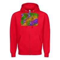 Red Leopard Gemstone Mardi Gras Zipper Hoodie - RanaPortraitStore
