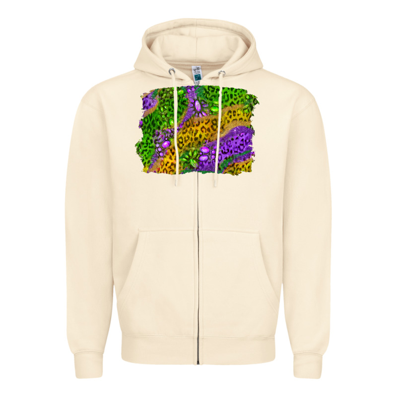 Leopard Gemstone Mardi Gras Zipper Hoodie by RanaPortraitStore | Teevron