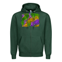 Sports Green Leopard Gemstone Mardi Gras Zipper Hoodie - RanaPortraitStore