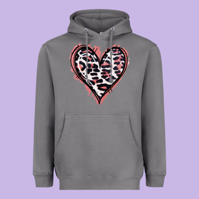 Leopard Glitter Heart Heavyweight Hoodie Designed By Jasminsmagicworld