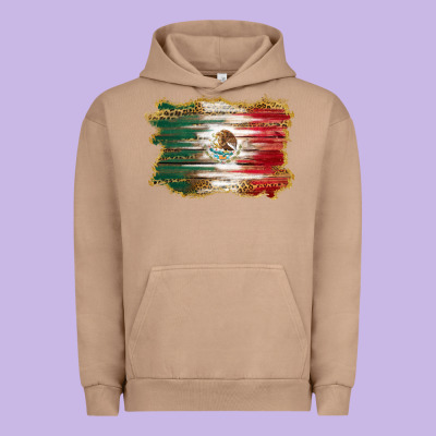 Mexican Flag With Leopard Urban Hoodie Designed By Ranaportraitstore