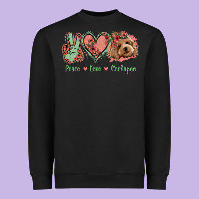 Peace Love Cockapoo Heavyweight Sweatshirt Designed By Jasminsmagicworld