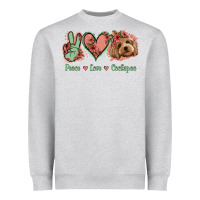 Heather Grey Peace Love Cockapoo Heavyweight Sweatshirt - Jasminsmagicworld