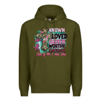 Army Green she is loved Premium Hoodie - BarkalooDesign