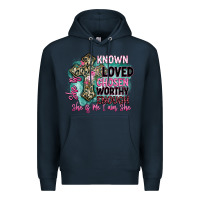 Navy she is loved Premium Hoodie - BarkalooDesign