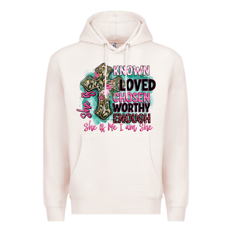 She Is Loved Premium Hoodie by BarkalooDesign | Teevron