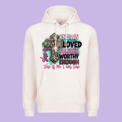She Is Loved Premium Hoodie Designed By Barkaloodesign