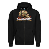 Black Merry christmas skull Zipper Hoodie - RanaPortraitStore