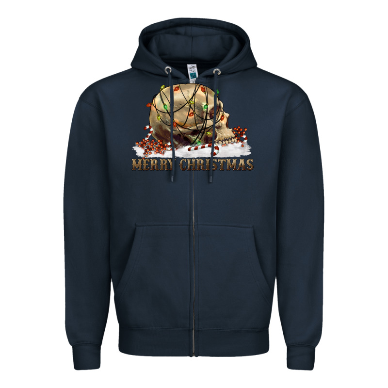 Merry Christmas Skull Zipper Hoodie by RanaPortraitStore | Teevron