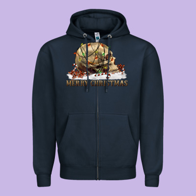 Merry Christmas Skull Zipper Hoodie Designed By Ranaportraitstore