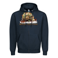 Navy Merry christmas skull Zipper Hoodie - RanaPortraitStore