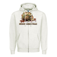Oatmeal Heather Merry christmas skull Zipper Hoodie - RanaPortraitStore