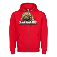 Red Merry christmas skull Zipper Hoodie - RanaPortraitStore