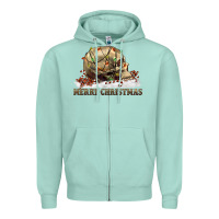 Seafoam Merry christmas skull Zipper Hoodie - RanaPortraitStore
