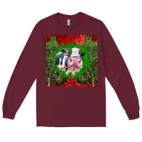 Burgundy christmas holstein Long Sleeve Tee - LillyAllenDesigns
