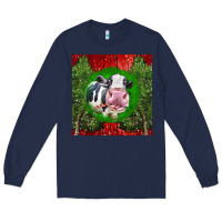Navy christmas holstein Long Sleeve Tee - LillyAllenDesigns