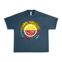 Midnight Navy Hello Summer Urban Heavy Tee - CowhideDigitalArt