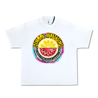 White Hello Summer Urban Heavy Tee - CowhideDigitalArt