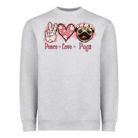 Heather Grey Peace Love Pugs Heavyweight Sweatshirt - Jasminsmagicworld