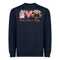 Navy Peace Love Pugs Heavyweight Sweatshirt - Jasminsmagicworld