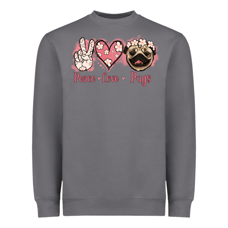 Peace Love Pugs Heavyweight Sweatshirt by Jasminsmagicworld | Teevron