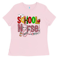 Bubblegum Pink School Nurse Ladies Tee - LillyAllenDesigns