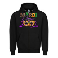 Black happy mardi gras carnival mask Zipper Hoodie - Jasminsmagicworld