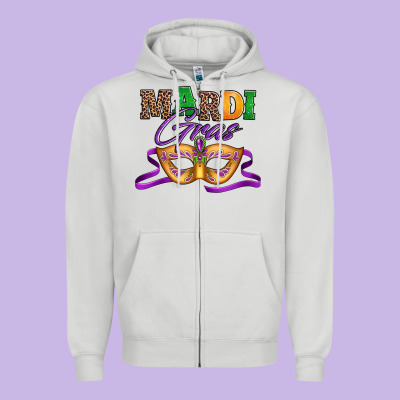Happy Mardi Gras Carnival Mask Zipper Hoodie Designed By Jasminsmagicworld
