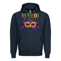 Navy happy mardi gras carnival mask Zipper Hoodie - Jasminsmagicworld