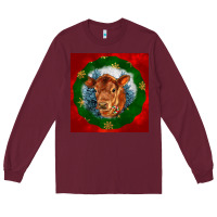 Burgundy christmas red angus calf head Long Sleeve Tee - LillyAllenDesigns