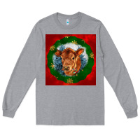 Heather Grey christmas red angus calf head Long Sleeve Tee - LillyAllenDesigns