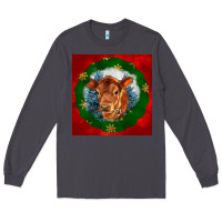Smoke christmas red angus calf head Long Sleeve Tee - LillyAllenDesigns