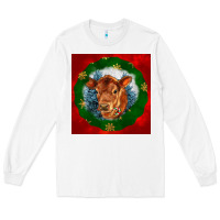 White christmas red angus calf head Long Sleeve Tee - LillyAllenDesigns