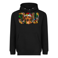 Black dachshund christmas joy Heavyweight Hoodie - RanaPortraitStore