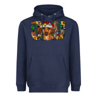 Navy dachshund christmas joy Heavyweight Hoodie - RanaPortraitStore