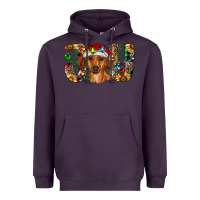 Plum dachshund christmas joy Heavyweight Hoodie - RanaPortraitStore