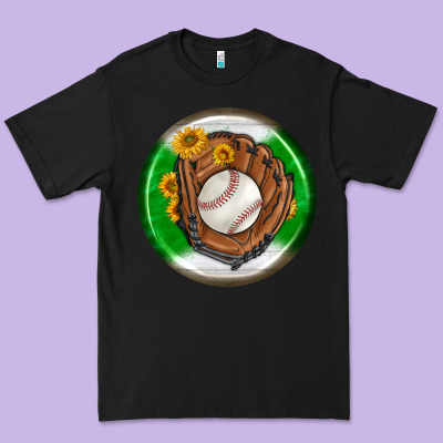 Baseball With Sunflower Round Earrings Premium Tee Designed By Bundleandbundleshop